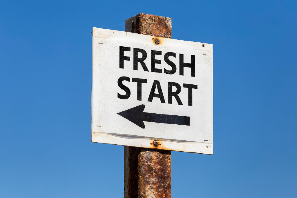 Fresh Start Sign on Rusty Pole