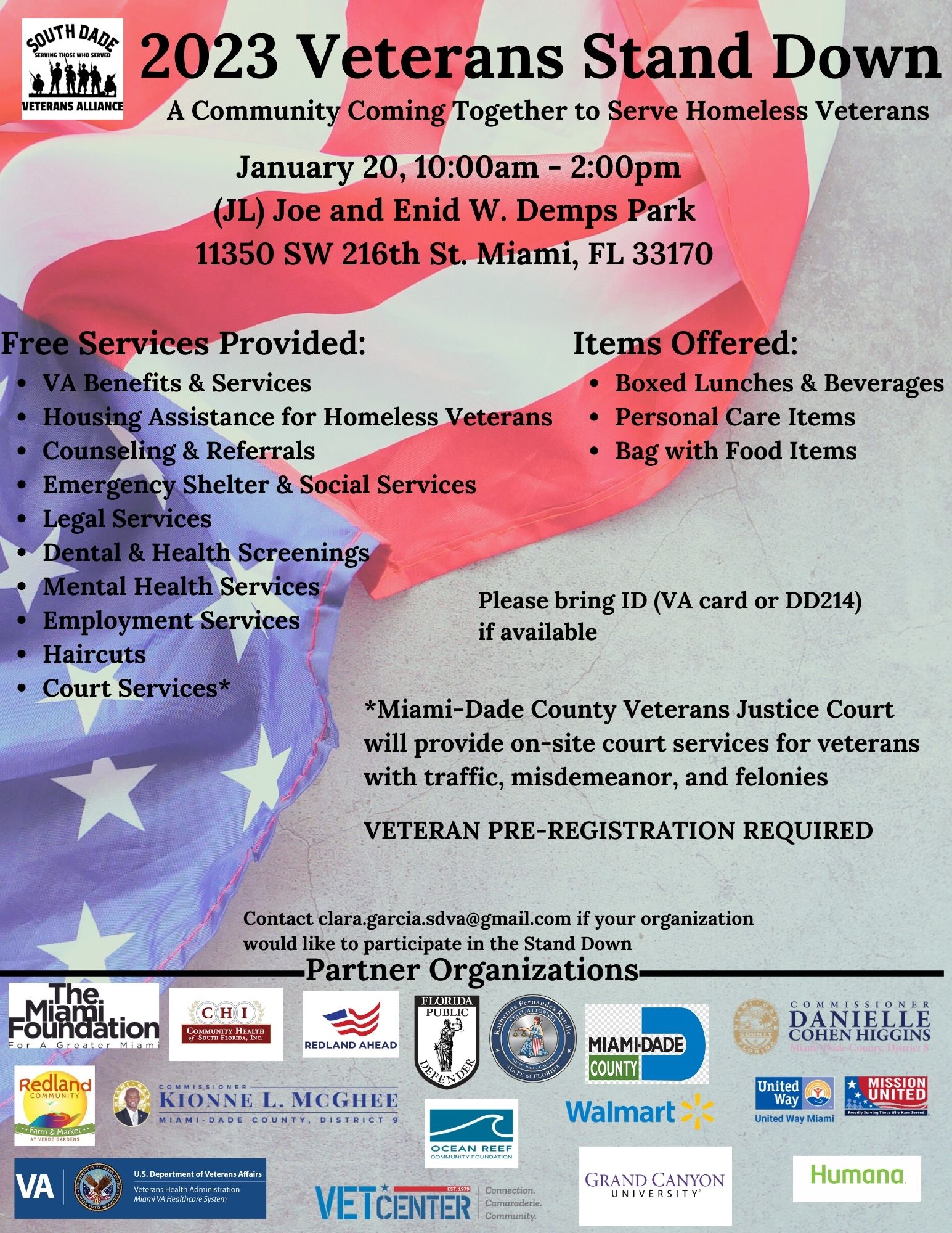South Dade Veterans Stand Down Flyer 2023-01-20